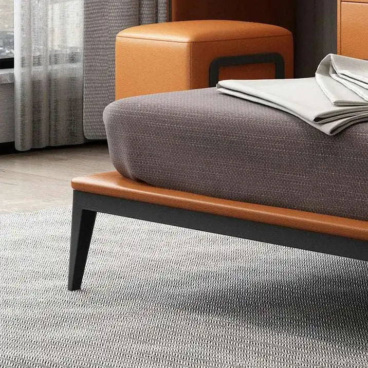 Faux Leather Platform Bed - Rust Brown - Modern Bed Frame