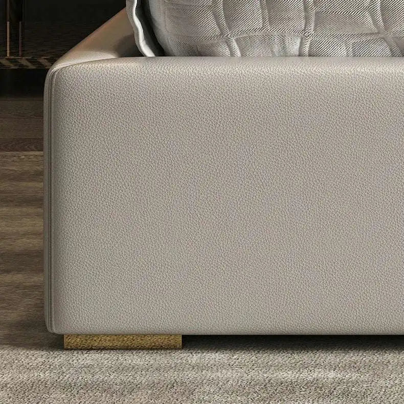 Wingback King Bed: Modern Leather Bed Frame, Elegant Design