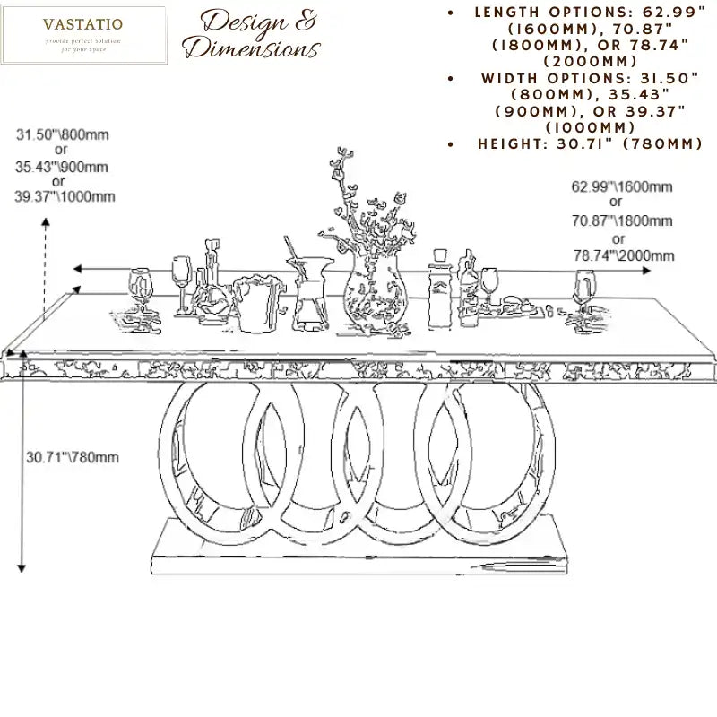 Marble Dining Table | Gold Base - Modern Luxe Design