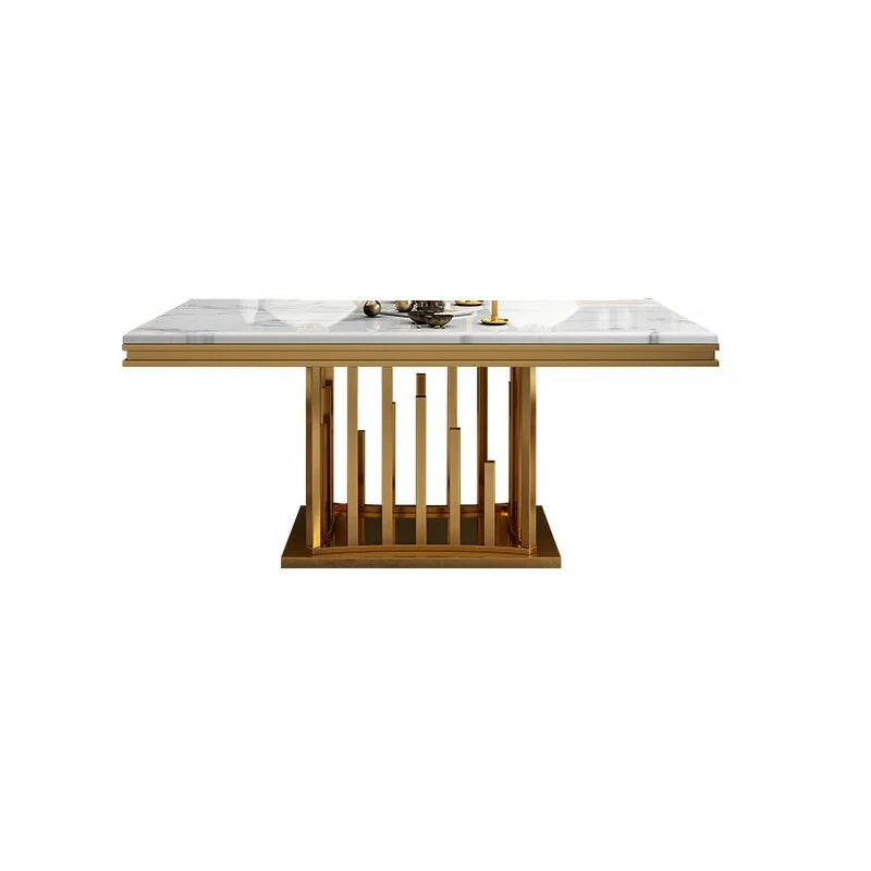 Marble Dining Table with Gold Stainless Steel Base