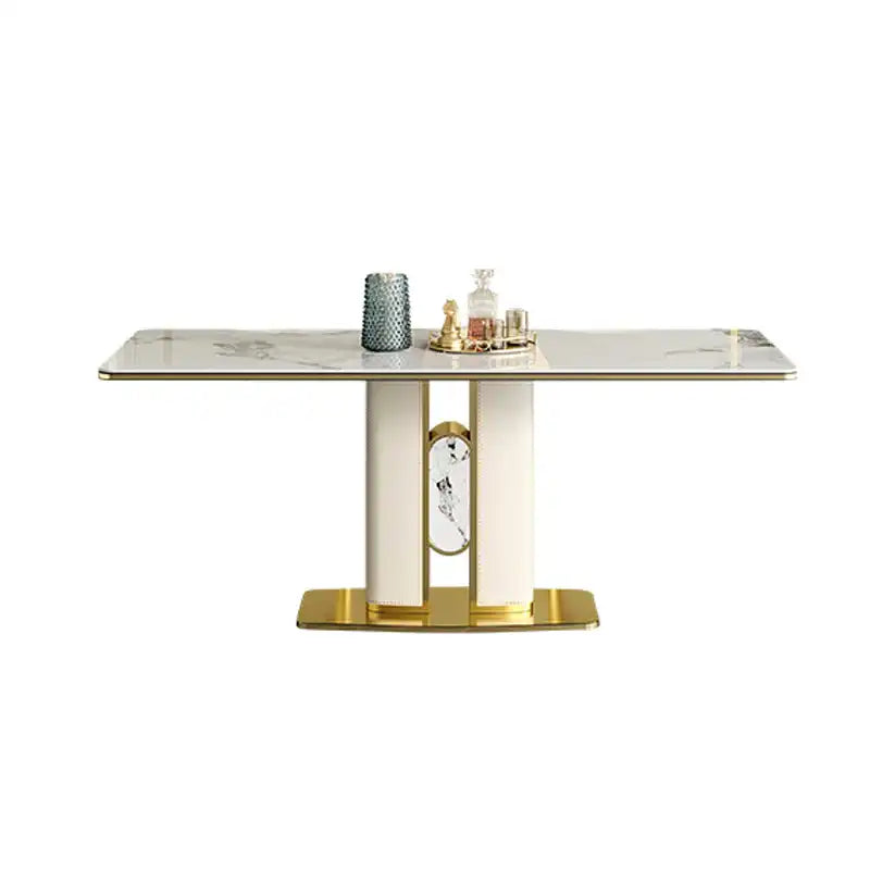Luxury Marble Dining Table Set | Gold Accents & Seating