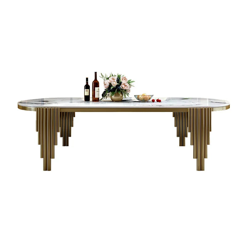 Oval Marble Dining Table - Gold Base | Luxury Dining Room Furniture