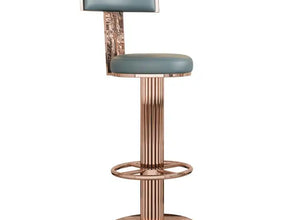 Luxury Gold & mint green Adjustable Bar Stool with Swivel & Footrest
