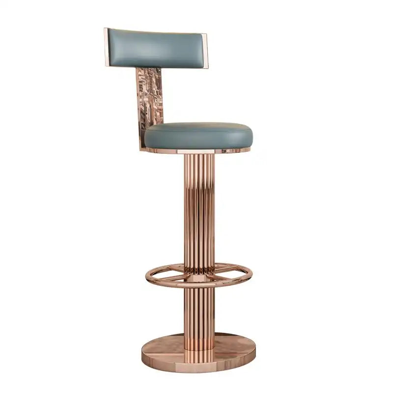 Luxury Gold & mint green Adjustable Bar Stool with Swivel & Footrest