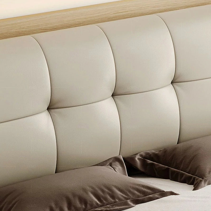 Modern Faux Leather Bed with Tufted Headrest