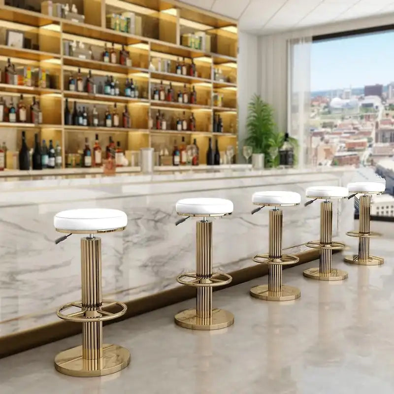 Adjustable Swivel Counter Stools for Kitchen Island A:26''-30''SH4''SW5''BD #FFFFFF