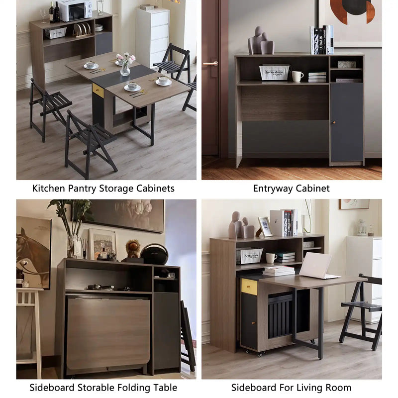 Marble Buffet Cabinet with Folding Dining Table