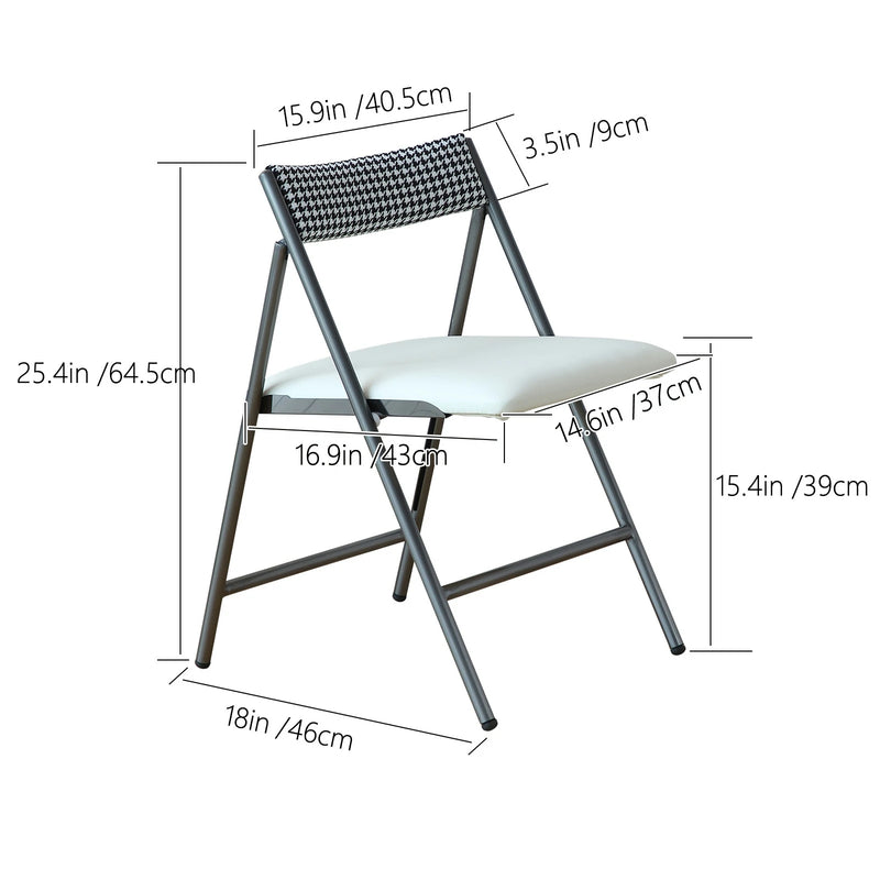 Grey Padded Folding Dining Chairs - Set of 2, Compact Seating