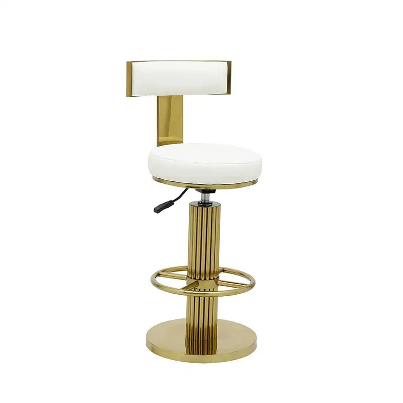 Luxury Gold Adjustable Swivel Bar Stools with White Cushion