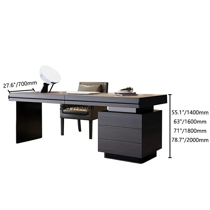 Black Writing Desk with Drawers | Modern Home Office Desk