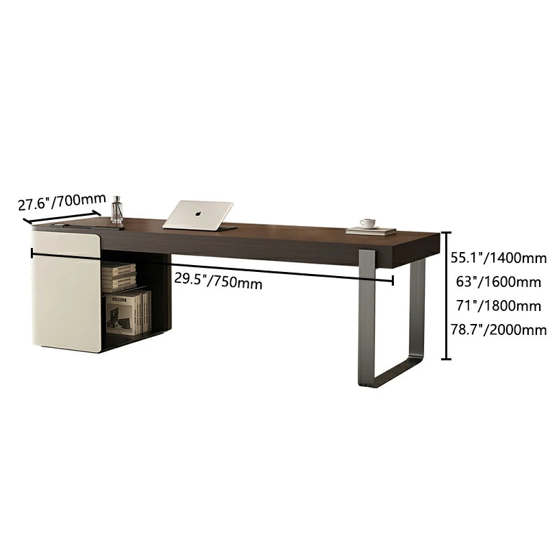 Sleek Minimalist Desk | Leather & Steel Frame | Office Desk