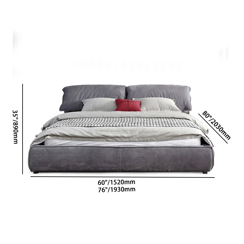 Cozy Gray Platform Bed | Modern Plush Headboard