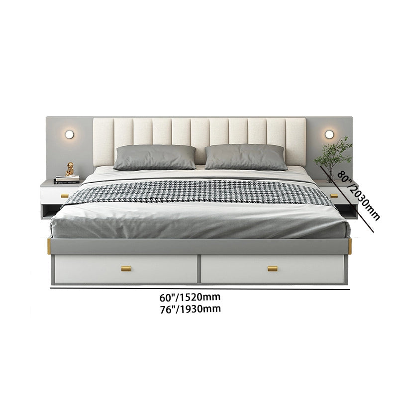 Cream Headboard Storage Bed - Platform Bed with Storage