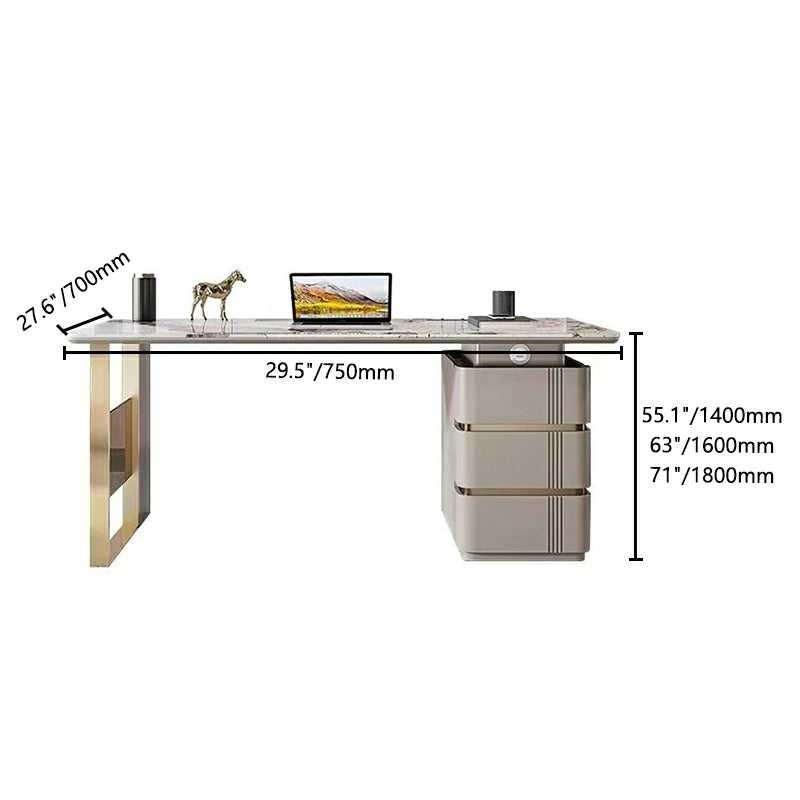 Modern Marble Executive Desk with Storage | 3 Sizes