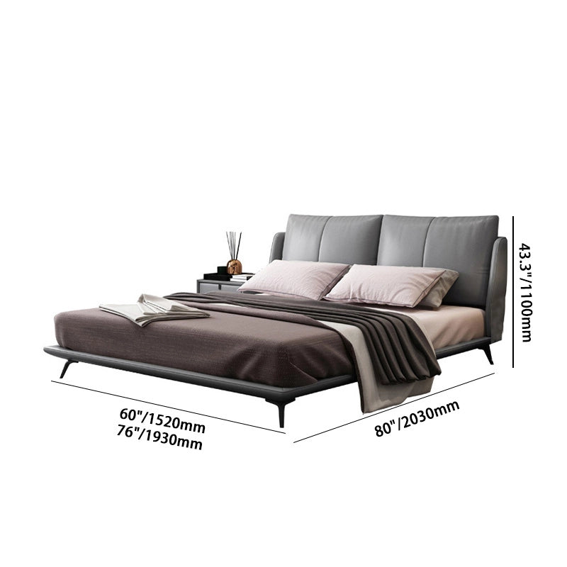 Gray Fabric Platform Bed | Modern Upholstered Bed Frame