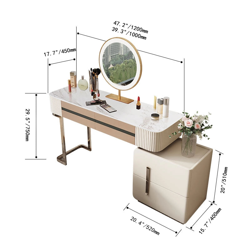 Vanity Desk with Lighted Mirror - Modern Makeup Table Set