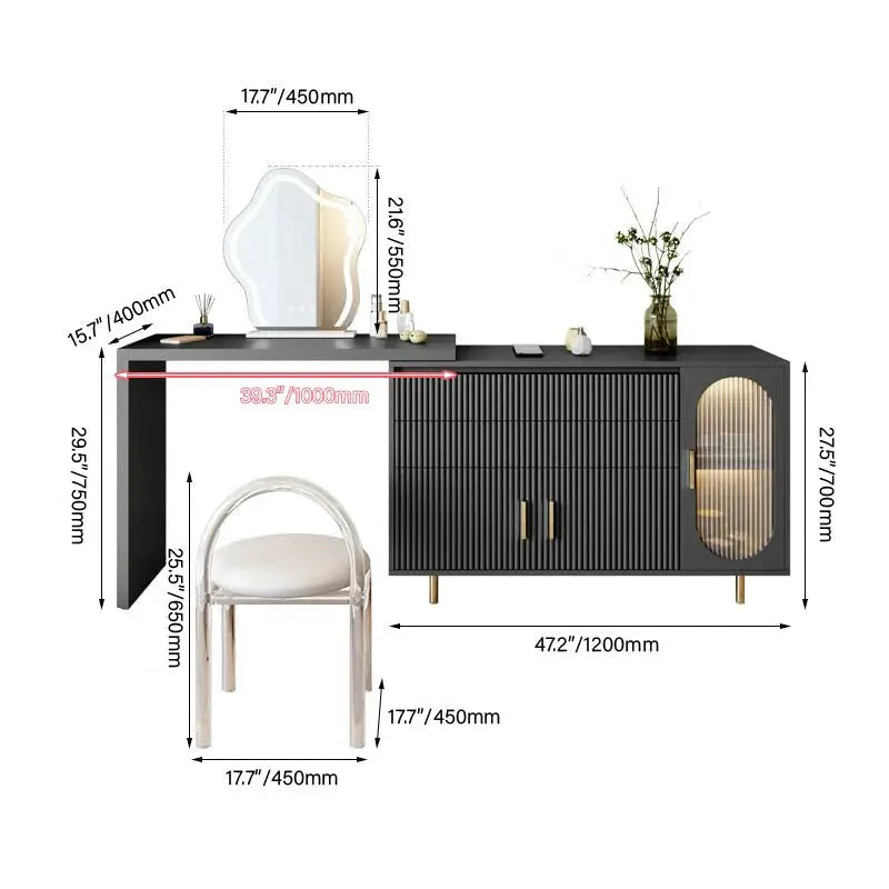 Modern Vanity/Dressing Table Set with LED Mirror & Storage