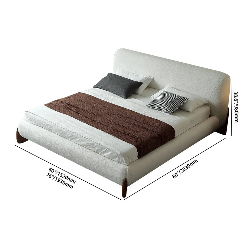 Cream Bouclé Bed Frame | Curved Headboard Bed