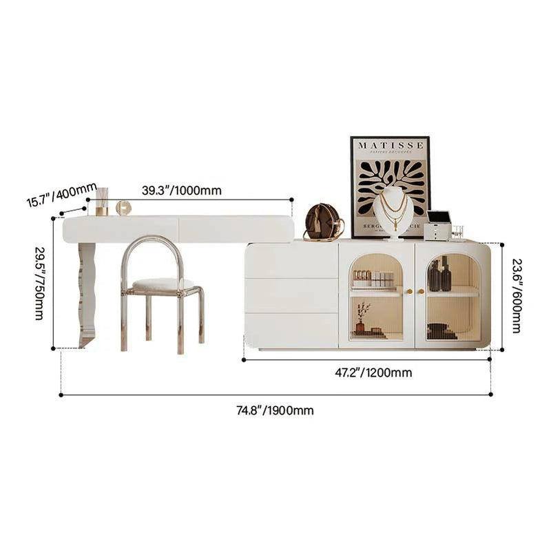 Smart Makeup Vanity Retractable Dressing Table with Mirror & Lights