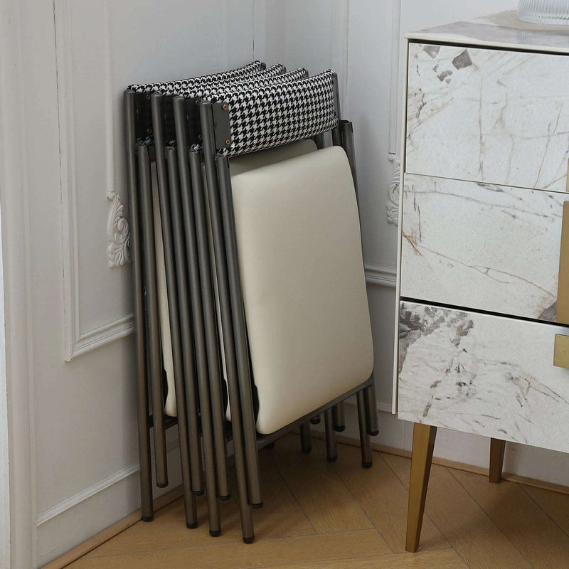 Grey Padded Folding Dining Chairs - Set of 2, Compact Seating