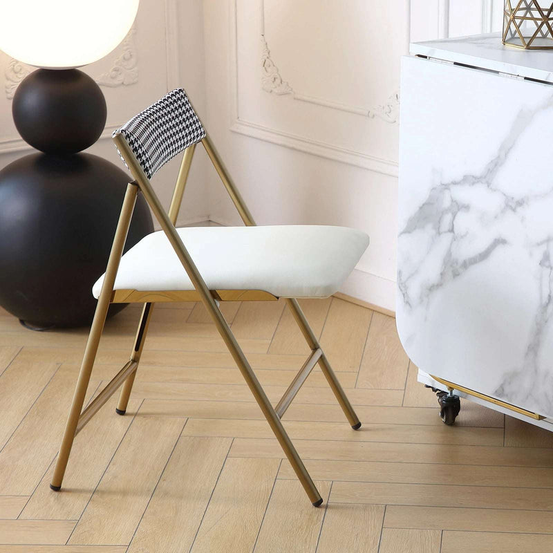 Gold Folding Dining Chairs - Set of 2, Padded Seat