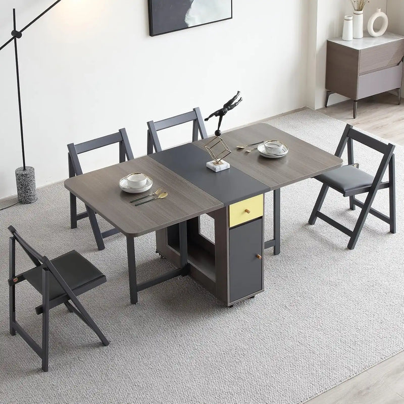 Folding Dining Table w/ Storage | Extendable Space Saver