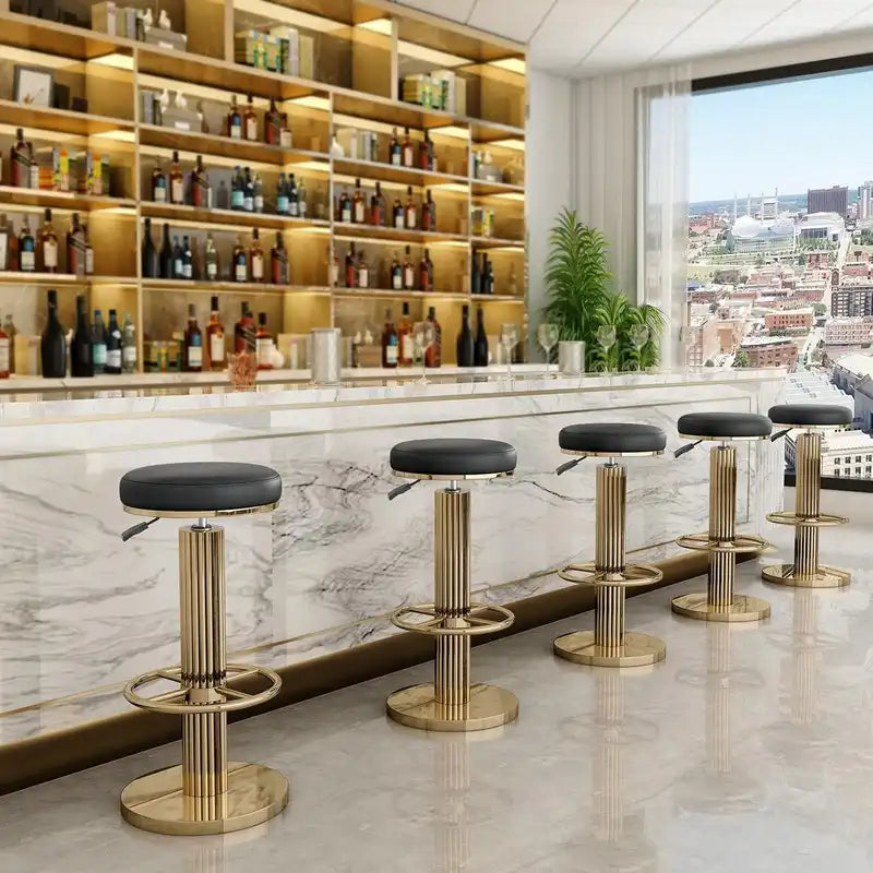 Adjustable Swivel Counter Stools for Kitchen Island A:26''-30''SH4''SW5''BD #000000