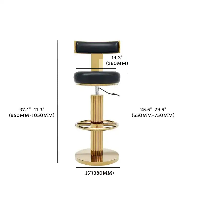 Luxury Gold & Black Adjustable Bar Stool with Swivel & Footrest