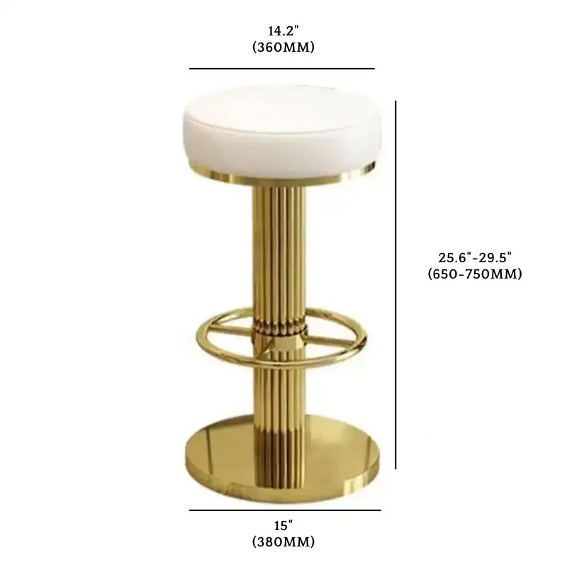 Gold Bar Stool - Adjustable Height & White Leather