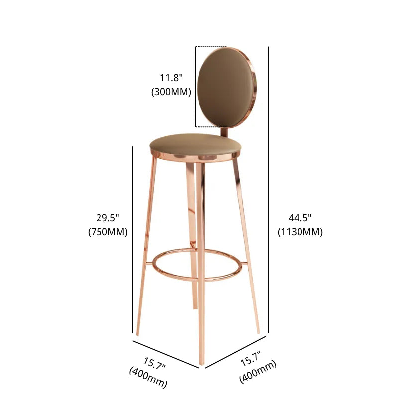 brown Leather Bar Stool Rose Gold Frame | Counter Stool