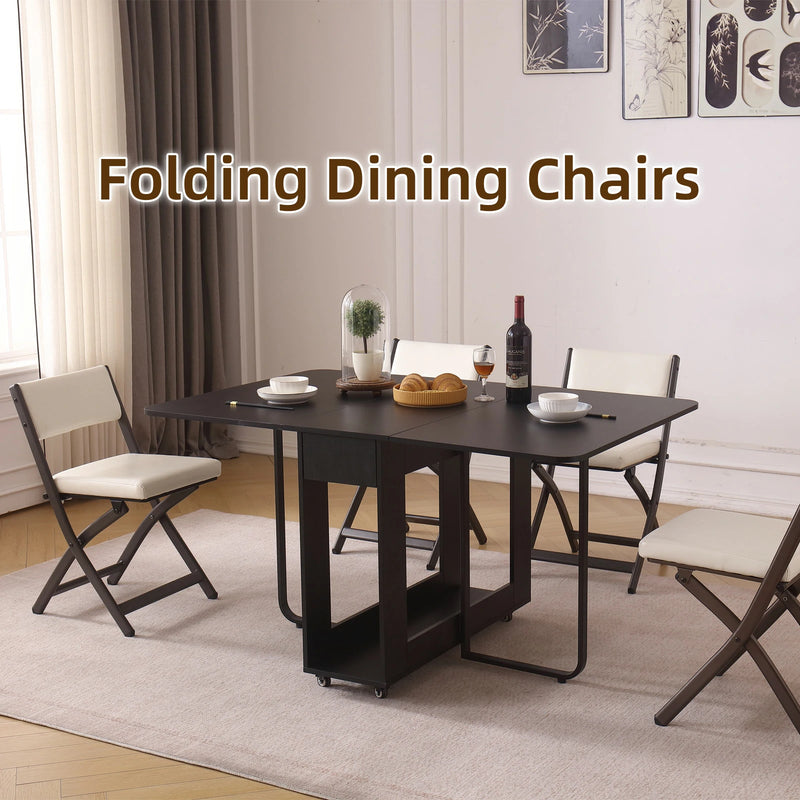2 Pack Folding Chairs with Cushion - Heavy Duty Steel Frame Foldable Dining Chairs
