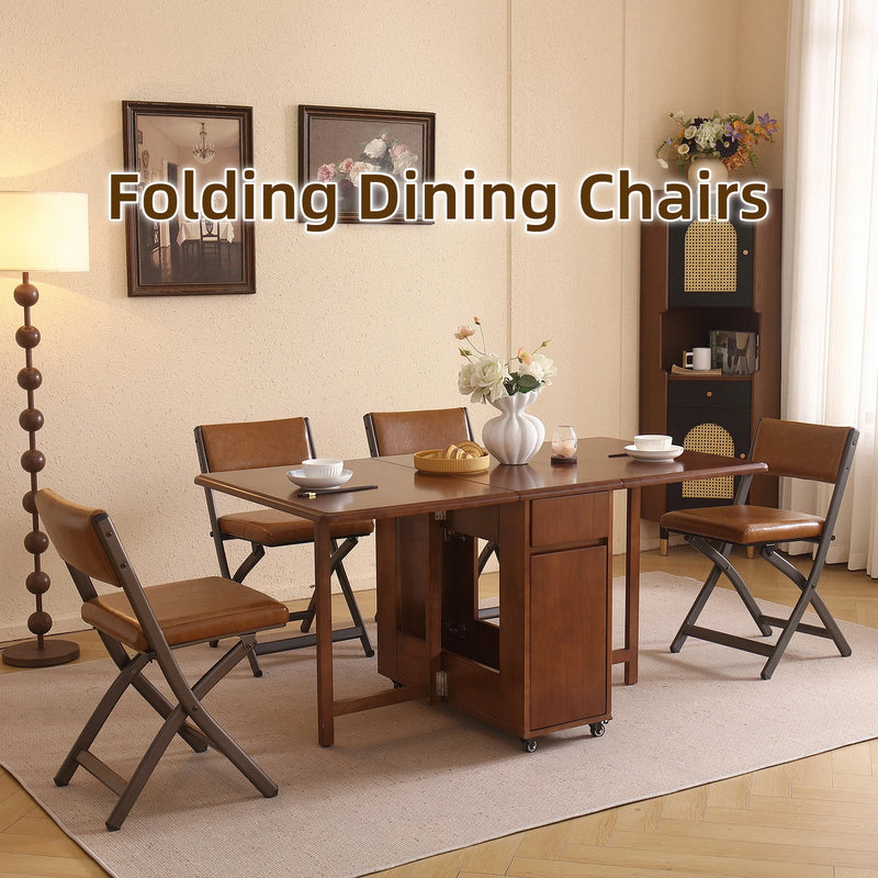 2 Pack Folding Chairs with Cushion - Heavy Duty Steel Frame Foldable Dining Chairs（副本）（副本）