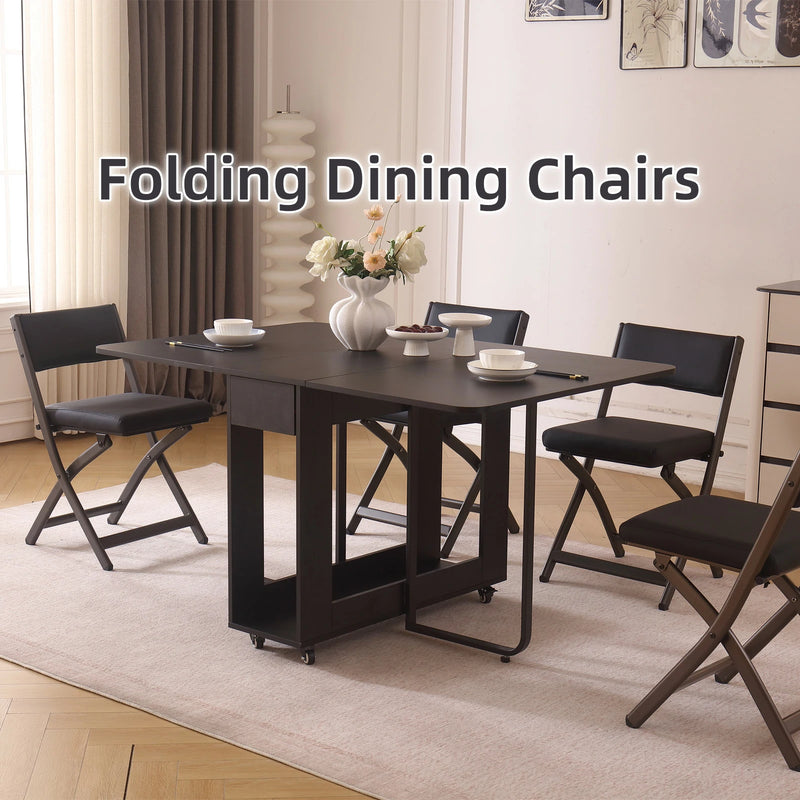 2 Pack Folding Chairs with Cushion - Heavy Duty Steel Frame Foldable Dining Chairs（副本）