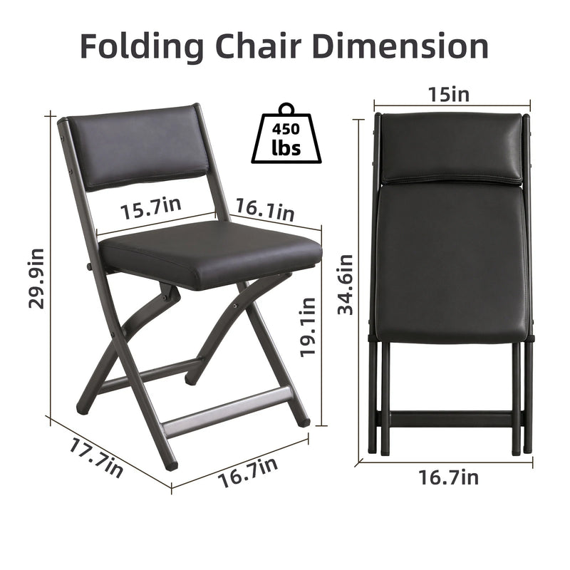 2 Pack Folding Chairs with Cushion - Heavy Duty Steel Frame Foldable Dining Chairs（副本）