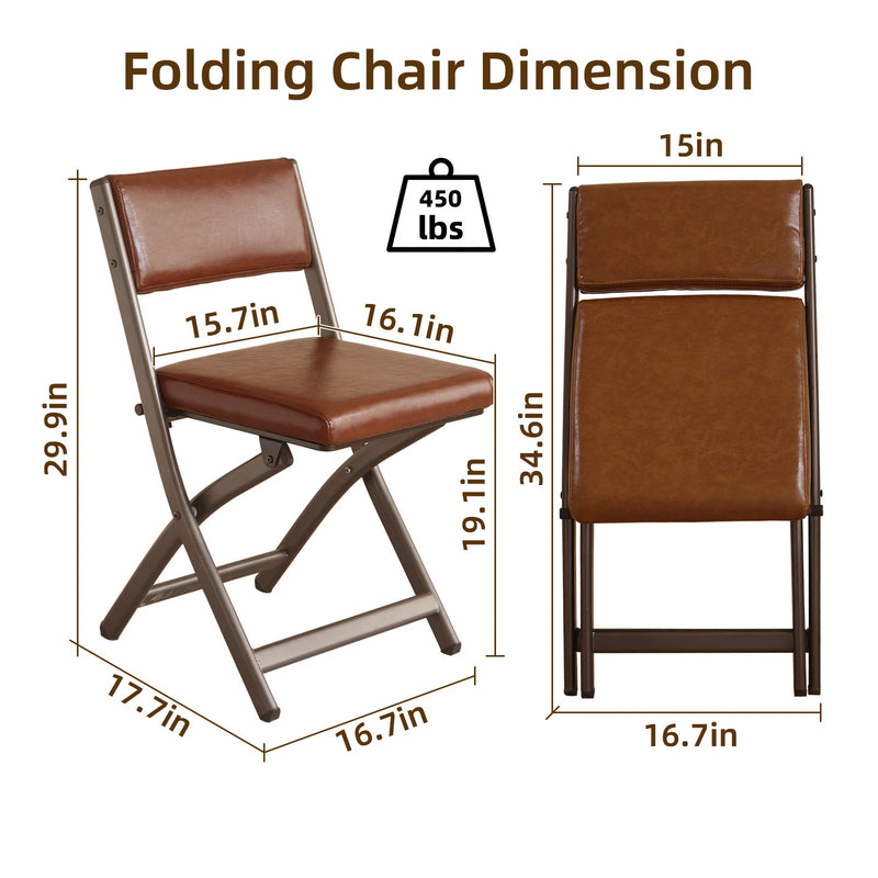 2 Pack Folding Chairs with Cushion - Heavy Duty Steel Frame Foldable Dining Chairs（副本）（副本）