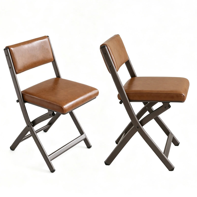 2 Pack Folding Chairs with Cushion - Heavy Duty Steel Frame Foldable Dining Chairs（副本）（副本）
