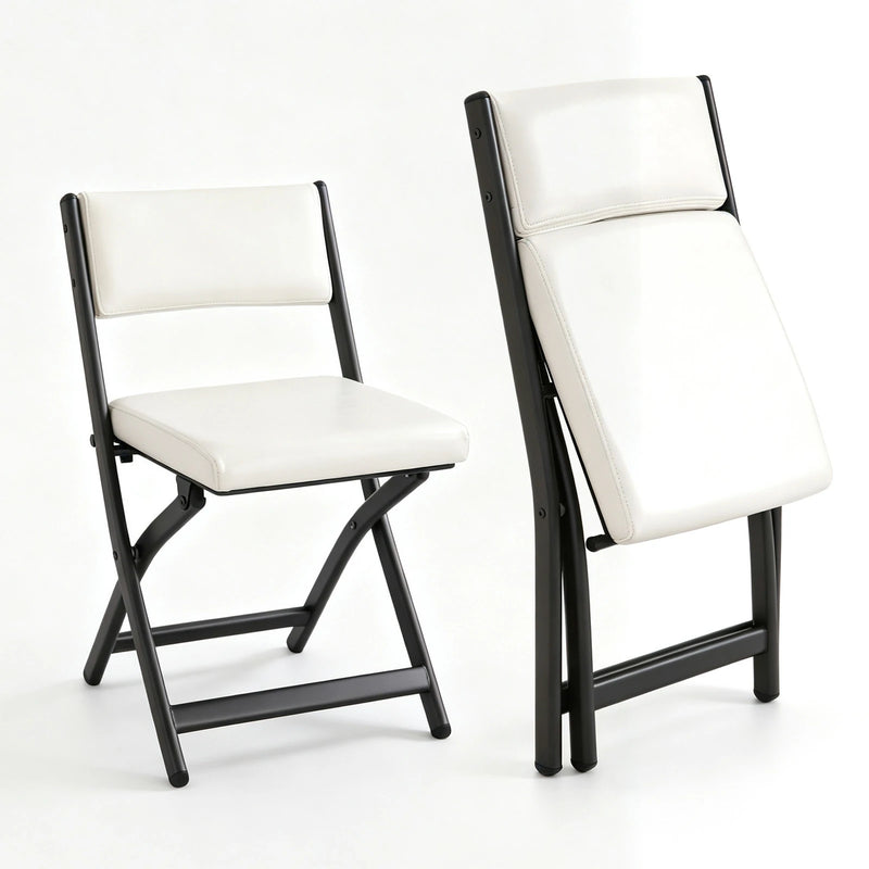 2 Pack Folding Chairs with Cushion - Heavy Duty Steel Frame Foldable Dining Chairs