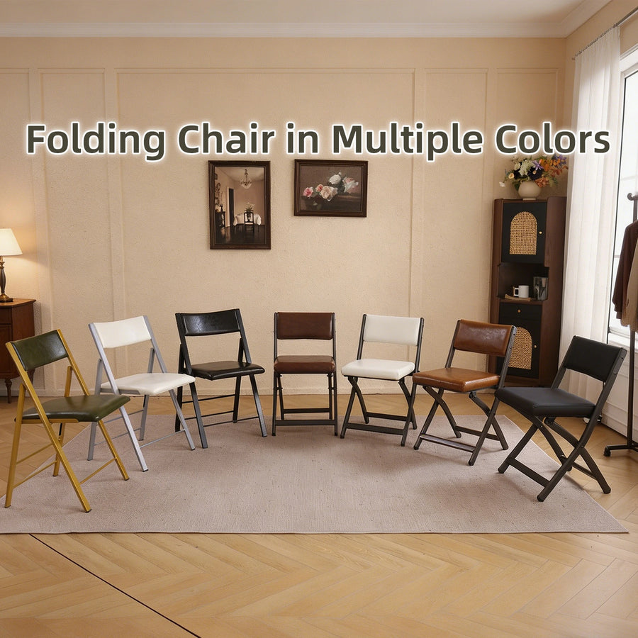2 Pack Folding Chairs with Cushion - Heavy Duty Steel Frame Foldable Dining Chairs