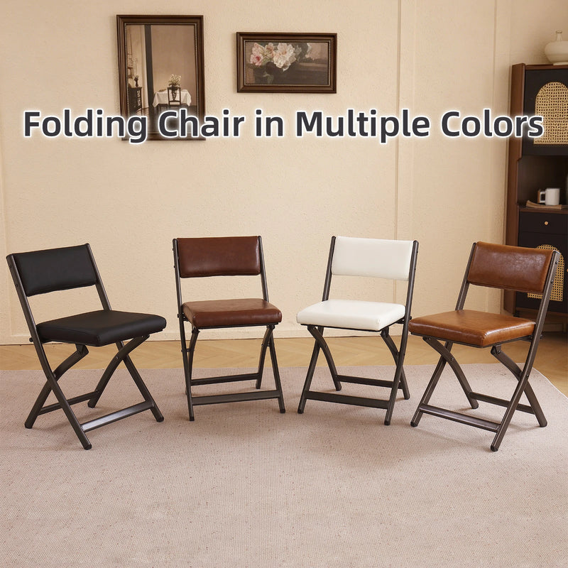 2 Pack Folding Chairs with Cushion - Heavy Duty Steel Frame Foldable Dining Chairs（副本）