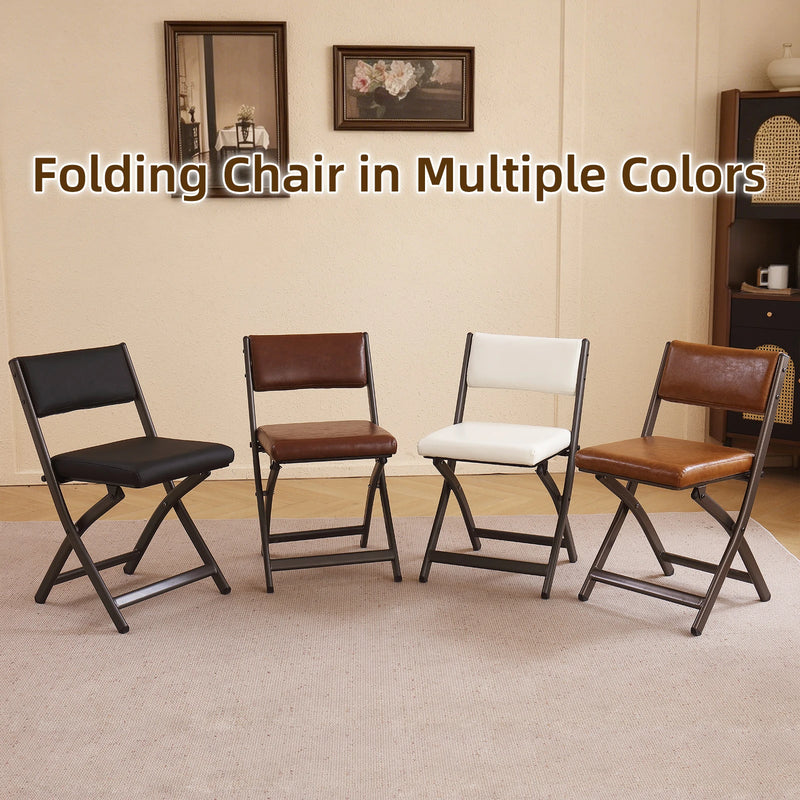 2 Pack Folding Chairs with Cushion - Heavy Duty Steel Frame Foldable Dining Chairs（副本）（副本）