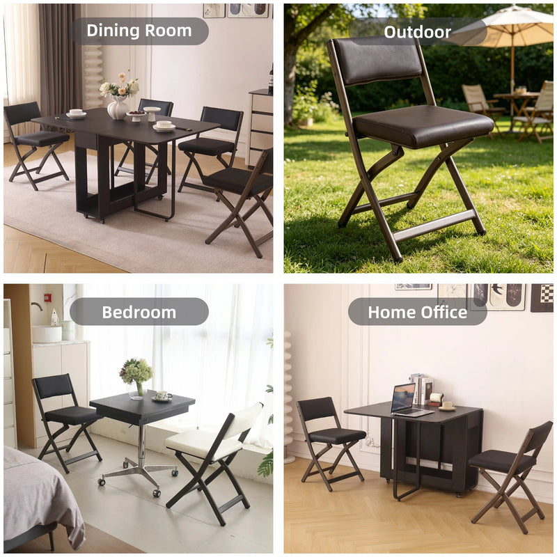 2 Pack Folding Chairs with Cushion - Heavy Duty Steel Frame Foldable Dining Chairs（副本）