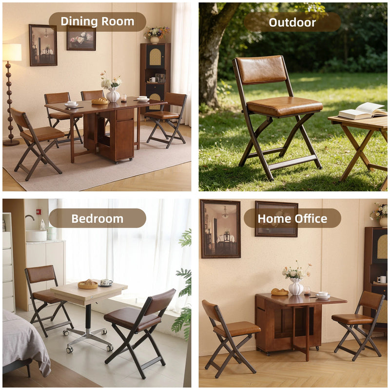 2 Pack Folding Chairs with Cushion - Heavy Duty Steel Frame Foldable Dining Chairs（副本）（副本）