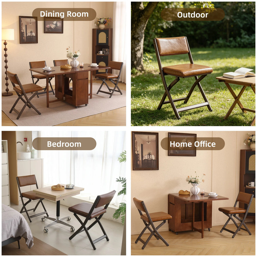 2 Pack Folding Chairs with Cushion - Heavy Duty Steel Frame Foldable Dining Chairs（副本）（副本）