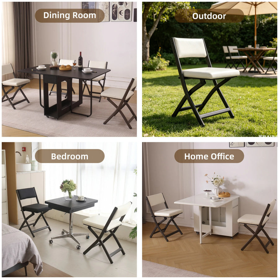 2 Pack Folding Chairs with Cushion - Heavy Duty Steel Frame Foldable Dining Chairs