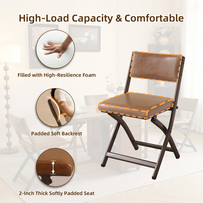 2 Pack Folding Chairs with Cushion - Heavy Duty Steel Frame Foldable Dining Chairs（副本）（副本）