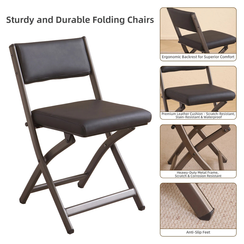 2 Pack Folding Chairs with Cushion - Heavy Duty Steel Frame Foldable Dining Chairs（副本）