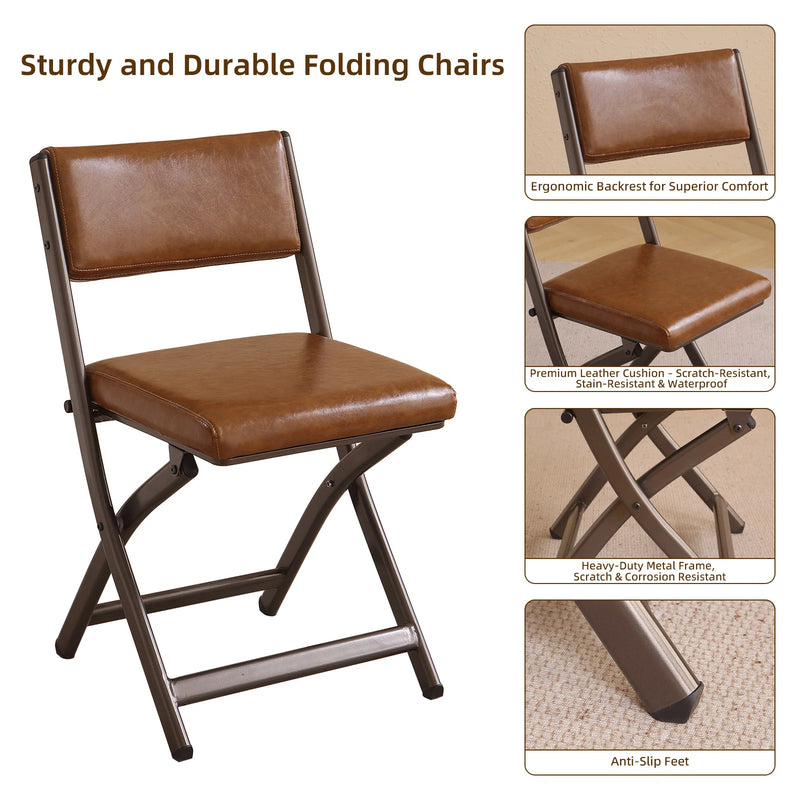 2 Pack Folding Chairs with Cushion - Heavy Duty Steel Frame Foldable Dining Chairs（副本）（副本）