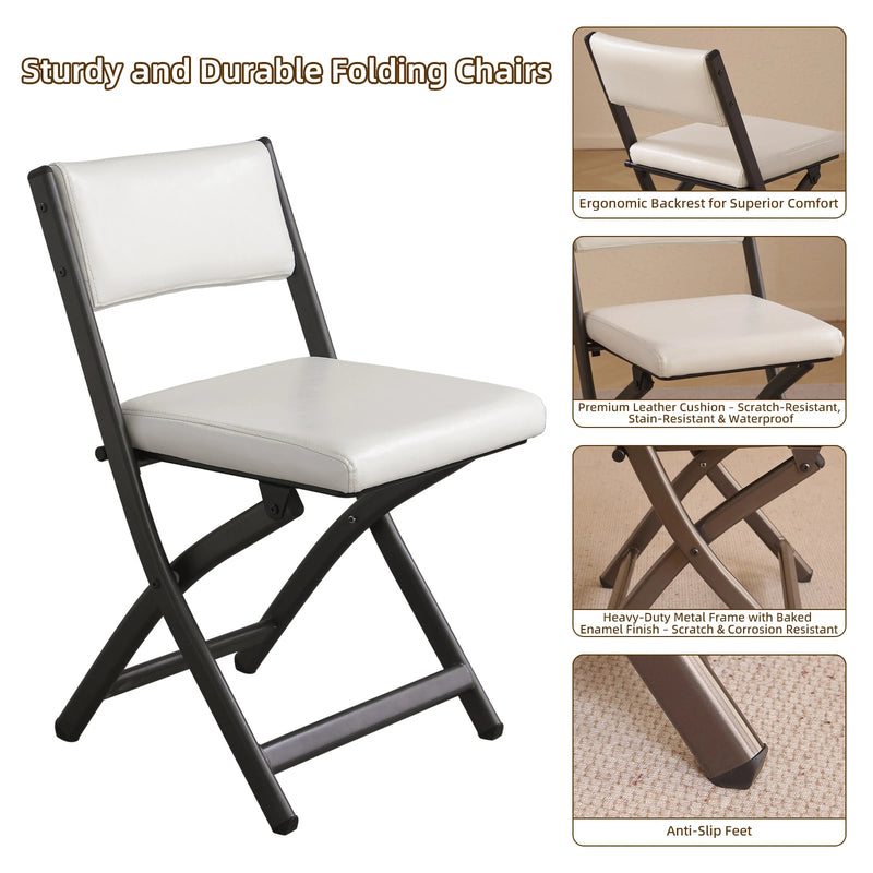 2 Pack Folding Chairs with Cushion - Heavy Duty Steel Frame Foldable Dining Chairs