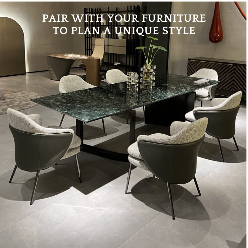 Curved Accent Chair | Fabric & Leather | Modern Design