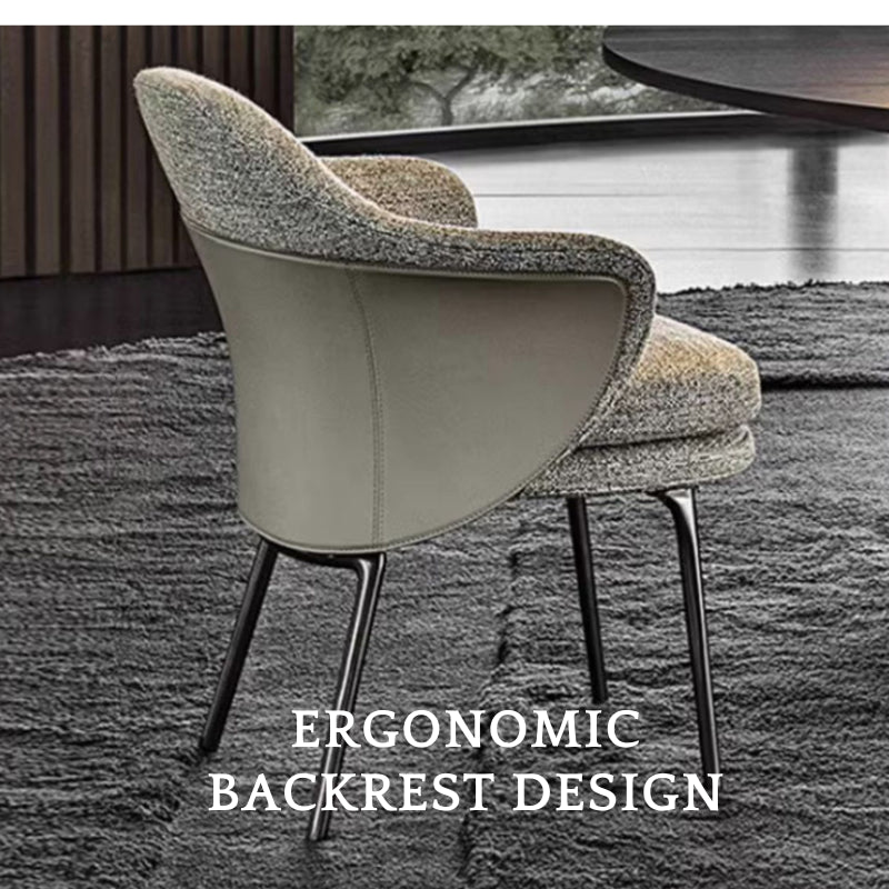 Curved Accent Chair | Fabric & Leather | Modern Design